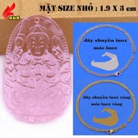 Mặt Phật Quan âm nghìn tay nghìn mắt pha lê hồng 3 cm, 5 cm kèm vòng cổ dây chuyền inox + móc inox, Mặt Phật Quan âm