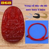 Mặt Phật Thiên thủ thiên nhãn mã não đỏ 2.2 x 3.6cm, 2.9 x 4.5cm kèm vòng cổ dây dù đỏ + móc inox