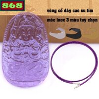 Mặt Phật Thiên thủ thiên nhãn thủy tinh tím kèm vòng cổ dây cao su tím - Phật Quan âm