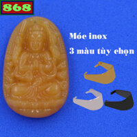 Mặt Phật Thiên thủ thiên nhãn đá vàng kèm móc inox, mặt Phật bản mệnh, mặt dây chuyền Phật