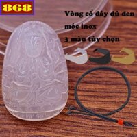 Mặt Phật Thiên thủ thiên nhãn mã não trắng 2.2 x 3.6cm, 2.9 x 4.5cm kèm vòng cổ dây dù đen +móc inox