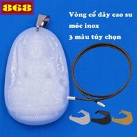 Mặt Phật Văn thù đá trắng, đá vàng 2.2 x 3.6cm, 3.2 x 5cm kèm vòng cổ dây dù đen + móc inox