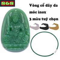 Mặt Phật Văn thù đá xanh kèm vòng cổ dây da - Mặt Phật bản mệnh