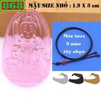 Mặt Phật Văn thù pha lê hồng 3 cm, 5 cm kèm vòng cổ dây dù đen + móc inox, Phật bản mệnh, mặt dây chuyền