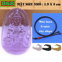 Mặt Phật Văn thù pha lê tím 3 cm, 5 cm kèm vòng cổ dây dù đen + móc inox, Phật bản mệnh, mặt dây chuyền