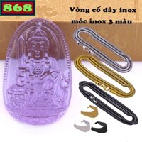 Mặt Phật Văn thù pha lê tím kèm dây chuyền inox rắn, mặt Phật bản mệnh, trang sức phong thủy
