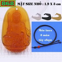 Mặt Phật Văn thù pha lê trà 3 cm, 5 cm kèm vòng cổ dây dù đen + móc inox, Phật bản mệnh, mặt dây chuyền