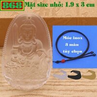 Mặt Phật Văn thù pha lê trắng 3 cm, 5 cm kèm vòng cổ dây dù đen + móc inox, Phật bản mệnh, mặt dây chuyền