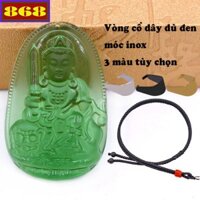 Mặt Phật Văn thù pha lê xanh lá, xanh dương 2.2 x 3.6cm, 3.2 x 5cm kèm vòng cổ dây dù đen + móc inox