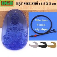 Mặt Phật Văn thù pha lê xanh dương 3 cm, 5 cm kèm vòng cổ dây dù đen + móc inox, Phật bản mệnh, mặt dây chuyền