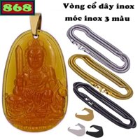 Mặt Phật Văn thù thủy tinh trà kèm dây chuyền inox rắn, mặt Phật bản mệnh, trang sức phong thủy