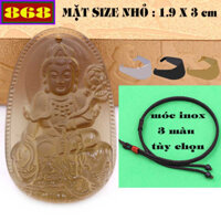 Mặt Phổ Hiền Bồ Tát pha lê nâu 1.9 x 3cm, 3.2 x 5cm kèm vòng cổ dây dù nâu + móc dây chuyền inox