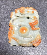 Mặt rồng đá ngọc cẩm thạch huyết tặng kèm dây đeo