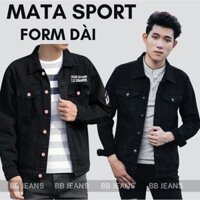 [Mata] Áo khoác jean nam đen form dài - xám rách - áo jean đen thêu huy hiệu body size 40-75kg