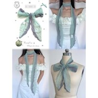 Matcha Forest Bạc Hà Khăn Lụa Xanh Xuân Hè Mỏng Phong Cách Không Khí Cao Cấp Phong Cách Hàn Quốc Khăn Ôm Cổ Phụ Kiện