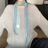 Matcha Forest Bạc Hà Khăn Lụa Xanh Xuân Hè Mỏng Phong Cách Không Khí Cao Cấp Phong Cách Hàn Quốc Khăn Ôm Cổ Phụ Kiện