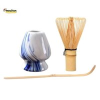 Matcha Whisk Bộ Dụng Cụ Trà Gốm Phụ Kiện 3 Mảnh Matcha Dụng Cụ Bàn Chải Bộ Đứng Nhật Bản Chasen Giá Đỡ