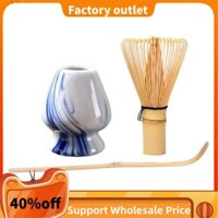 Matcha Whisk Bộ Dụng Cụ Trà Gốm Phụ Kiện 3 Mảnh Matcha Dụng Cụ Bàn Chải Bộ Đứng Nhật Bản Chasen Giá Đỡ