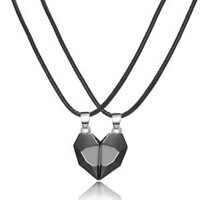 Matching Necklace Simple Half  Pendant Necklaces for Couple - Black Black
