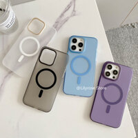 Matte Clear Acrylic PC Cứng iPhone 15 14 13 12 Pro Max Ốp Điện Thoại Di Động Trong Suốt Sạc Từ Tính 13 Mờ Vỏ Bảo Vệ Đơn Giản iPhone Chống Rơi Chống Vân Tay 12pro