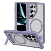 Matte Từ Vô Hình Khung Chống Sốc Armor Trường Hợp Đối Với Samsung S24fe S24 S23 S22 Siêu Không Dây Sạc Chân Đế Vỏ Nhiệm Vụ Nặng Nề Drop Shipping Bảo Vệ Cứng Bìa