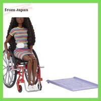 Mattel - Búp bê và phụ kiện xe lăn Barbie, Tóc nâu uốn