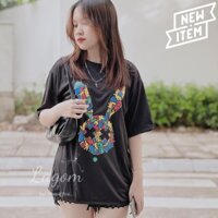 [Mẫu 6] Áo phông nữ form rộng cổ tròn in hình Color Bear, áo thun nữ tay lỡ chất vải cotton thoáng mát Lagom Store