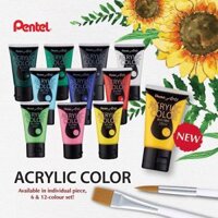 Màu Acrylic Nhật Bản Chuyên Nghiệp Dạng Tuýp 28ml Pentel Acrylic  Độ Bền Màu Cao Tới 50 Năm  Vẽ Lên VảiĐáTườngGỗSứ - Đỏ ánh kim-T153