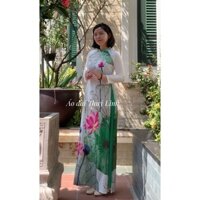 Mẫu áo dài họa tiết hoa sen 2 - Áo dài Mai Linh