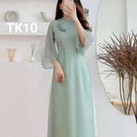 Mẫu Áo Dài Mẫu cách tân voan tơ mềm 2 lớp 4 tà xanh ngọc - Áo Dài Mai Linh