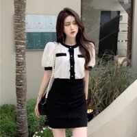 Mẫu áo ren nơ dệt kim phong cách công sở nữ tính thanh lịch