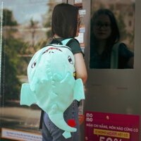 Mẫu balo Rồng sún răng màu hồng nhạt phiên bản mới đi phượt cho nam nữ vải nhung mịn
