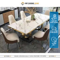 Mẫu Bàn Ăn Chân Inox Mạ Vàng Mặt Đá BAIN14