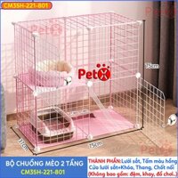 {MẪU BÁN CHẠY NHẤT} Chuồng 2 tầng dành mèo giá rẻ lắp ghép lưới sắt đa năng nuôi thú cưng thỏ, bọ ú, sóc