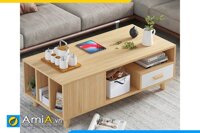 Mẫu bàn trà bàn sofa chân cao nhiều ngăn AmiA BAN 102