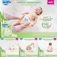 (MẪU CẢI TIẾN 2024) Miếng Lót/Tã dán Molfix Thiên Nhiên giá tốt size NB1/NB2/S30/L25M28