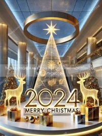 Mẫu decor trang trí noel giáng sinh cây thông điện tuần lộc đèn chữ phát sáng