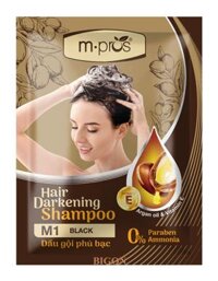 Màu Đen Dầu Gội Nhuộm Tóc Đen Phủ Bạc 100 Thảo Dược Siêu Dưỡng M.PROS 25ml - M1