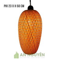 Mẫu đèn lồng mây tre 2 lớp hình bình hoa trang trí quán ăn Fi 23 Cao 50