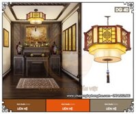 Mẫu đèn thả trần khung gỗ trang trí chao da cừu nhân tạo DG40