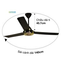 [Màu đồng cổ điển-Ti 45,7cm] Quạt trần Panasonic, 3 cánh, hộp số nổi, #F‑56NCL