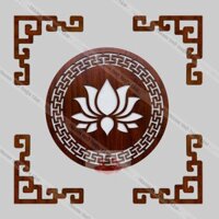 [MAU GOCBO ] Bộ 1 Hoa Sen gỗ + 4 Góc trang trí bàn thờ bằng gỗ MDF (CÓ KÈM BĂNG KEO DÁN TƯỜNG)