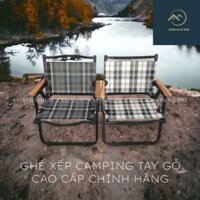 🌄MẪU HÀN QUỐC🌄 Ghế Xếp Camping, Cà Phê, Du Lịch Đa Năng Xếp Gọn, Sắt Tĩnh Điện Phối Tay Gỗ Tự Nhiên