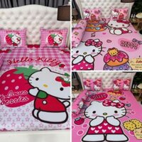 Mẫu Hello kitty MS190624 (Nhiều mẫu). Bộ ga giường thun Latico siêu lạnh Lụa (áo gối ôm khoá kéo)