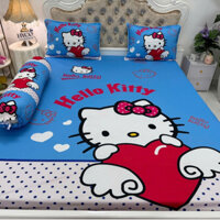 Mẫu Hello kitty xanh - Bộ ga gối thun lạnh 5D