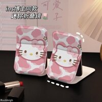 Màu Hồng Da Báo In Hello Kitty Bé Gái Ký Túc Xá Sinh Viên Văn Phòng Di Động Gấp Gương Trang Điểm Gương Để Bàn Gương Nhỏ 12.31