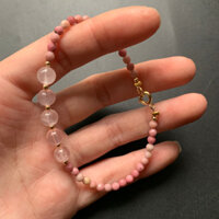 Màu Hồng Rhodochrosite Vòng Tay 3 Mm Mặt Hạt Đá Vòng Tay Thạch Anh Hoa Hồng Tình Yêu Hài Hòa Trang Sức Thanh Lịch 1pc