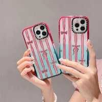 Màu hồng Riband Nơ Sạc Từ Tính Không Dây Chấm Điểm Marshmallow Vỏ Cho IPhone 15 14 11 12 13 16 Pro Max Ốp Lưng 16 Plus Acrylic Trong Suốt Cứng Chống Sốc