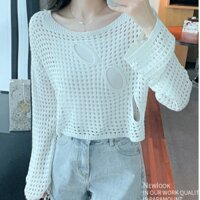MẪU HOT Áo khoác len croptop áo len lửng tay dài khoác ngoài mềm mại sang trọng C104 -  trắng