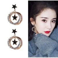 [Mẫu Hot] Bông tai Khoen Tròn Nụ ngôi Sao 5 Cánh Đen Tinh Tế Hàn Quốc MT5
